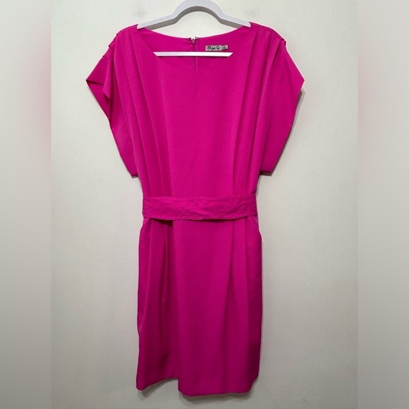 New! Eliza J Drape Sleeve Belted Sheath Dress Size 14 - Picture 1 of 10
